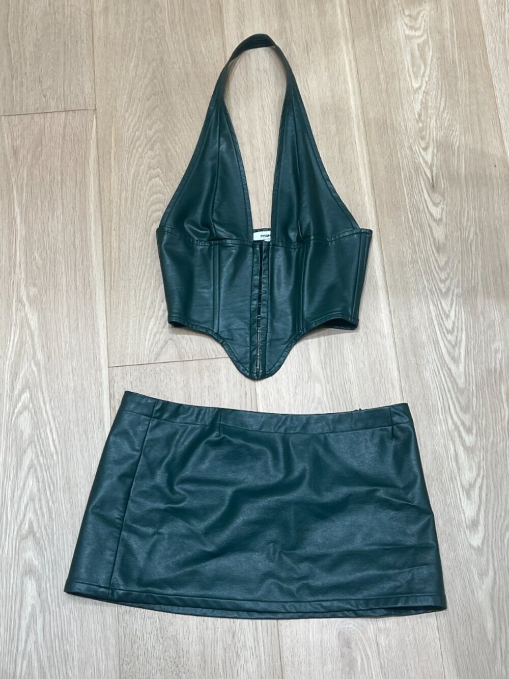 Miaou Matching Set — Mara Corset & Fig Mini Skirt in Forest Green - Picture 2 of 7